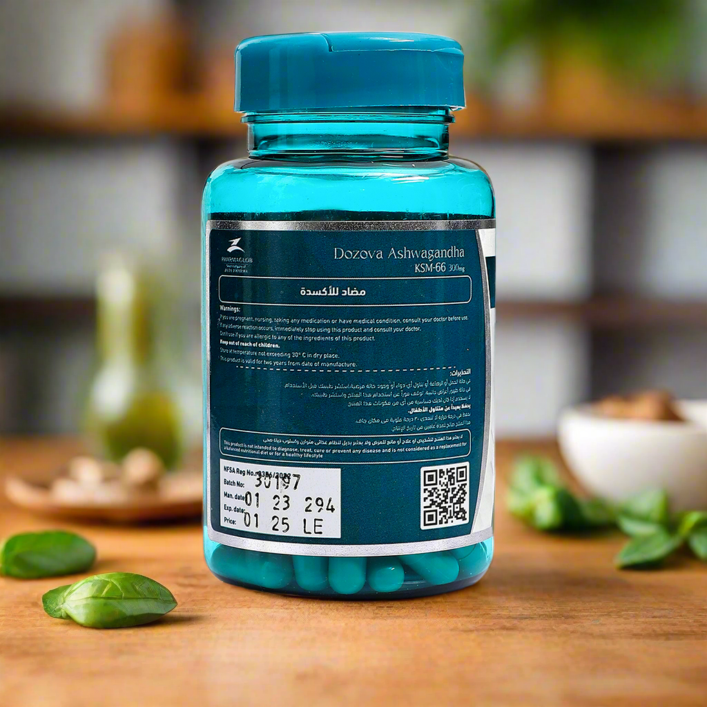 Dozova Ashwagandha KSM 66
60 Capsules - DAWAK pharmacy